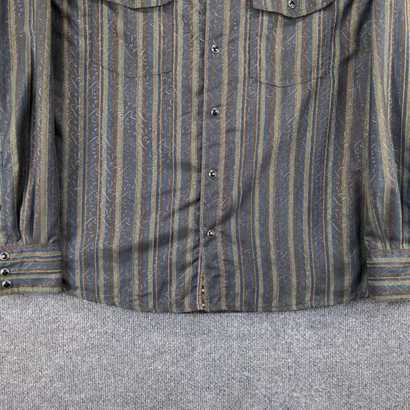 Scully Pearl Snap Button Up Shirt Men's Large Western Brown Striped - Picture 8 of 14